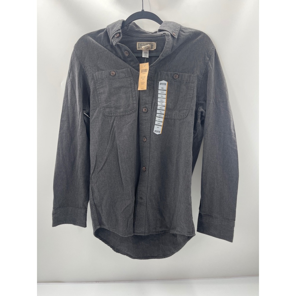 Duluth Trading Co Free Swingin Flannel Slim Fit Shirt Gray 89329 Mens Small